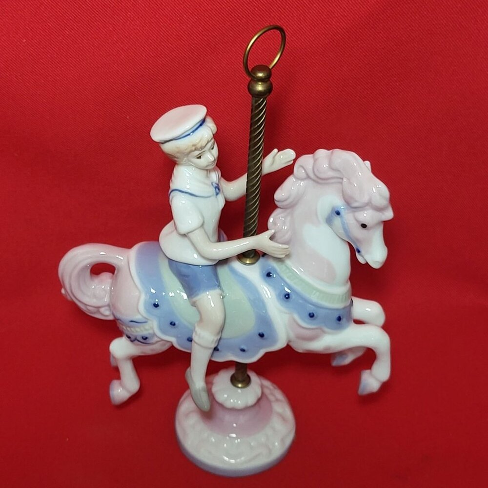 Vintage Meico Paul Sebastian 1990 Porcelain Sailor Boy Carousel Horse